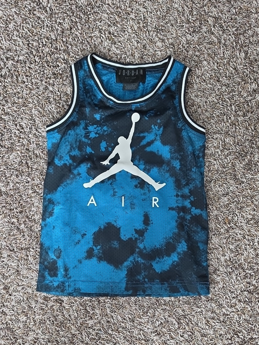 Jordan Kids Blue and Black Tie-Dye AIR Tank Top